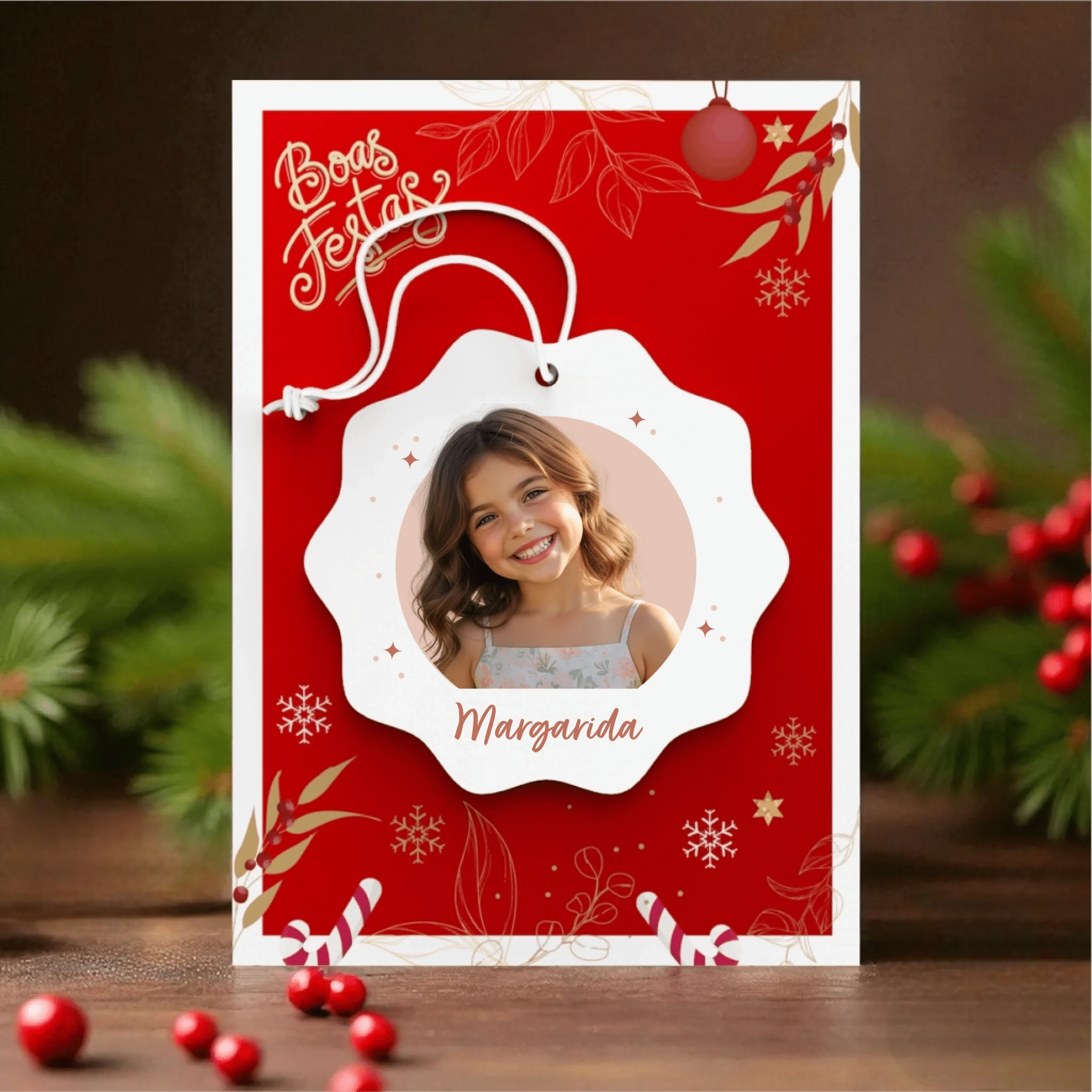 Bola de Natal Personalizada com fotografia - Modelo 2 - Laser Madeira